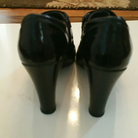 Via spiga ITALY Black Patent Leather Booties Boots HEEL MULE - Picture 4 of 5